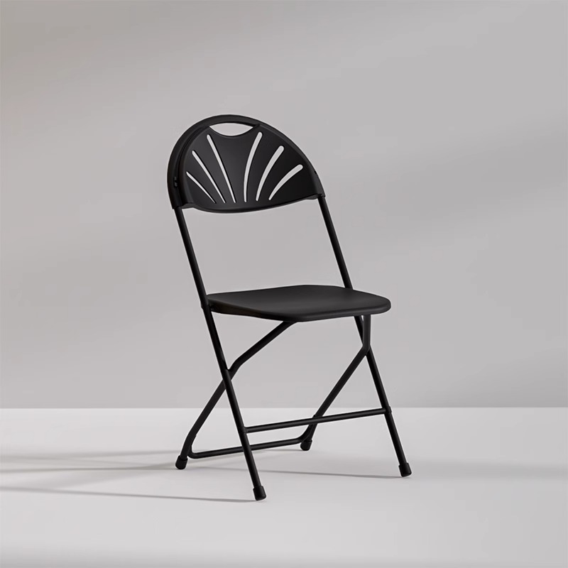 Lightweight Portable Plastic Fan Back White Folding Events Chair 