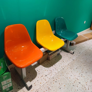 Plastic Metal 3-seater Waiting Room Chairs for Salon Barber Shop