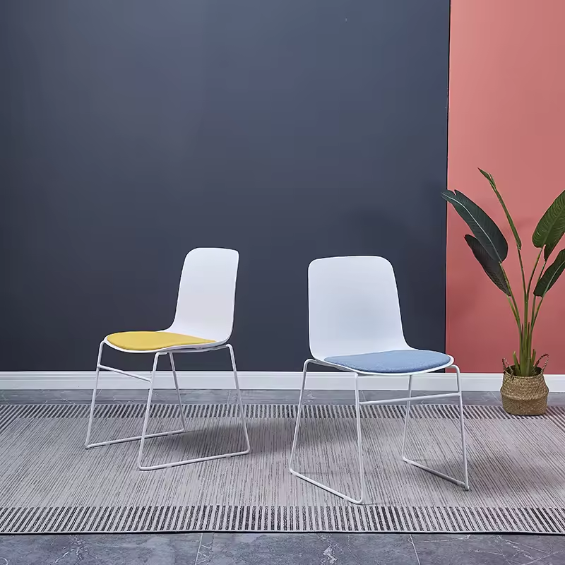 Modern Metal Frame Fabric Armless Stacking Office Chair 