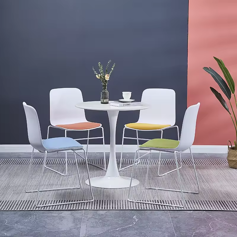 Modern Metal Frame Fabric Armless Stacking Office Chair 