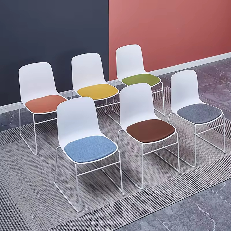 Modern Metal Frame Fabric Armless Stacking Office Chair 