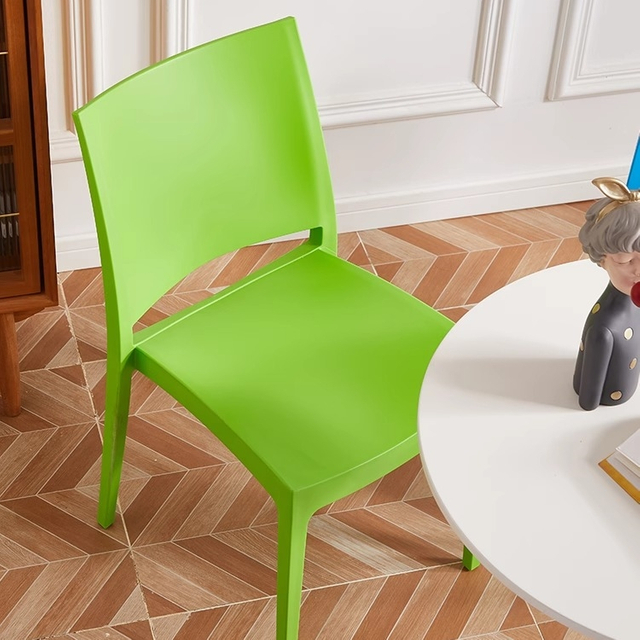 Colorful Stackable Thickened Plastic Dining Chair with Square Back