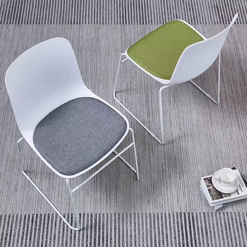 Modern Metal Frame Fabric Armless Stacking Office Chair 