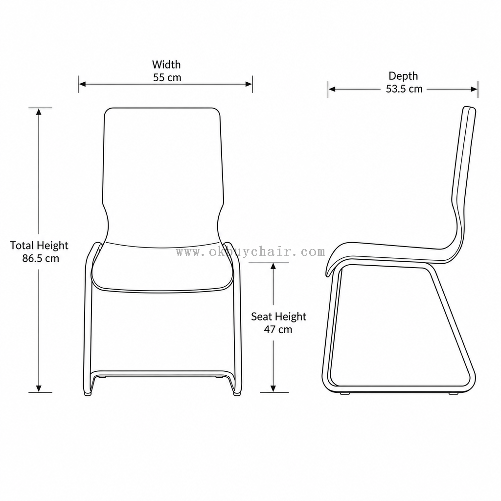 OK-2063 Stackable Plywood Conference Chair with Chrome Sled Base