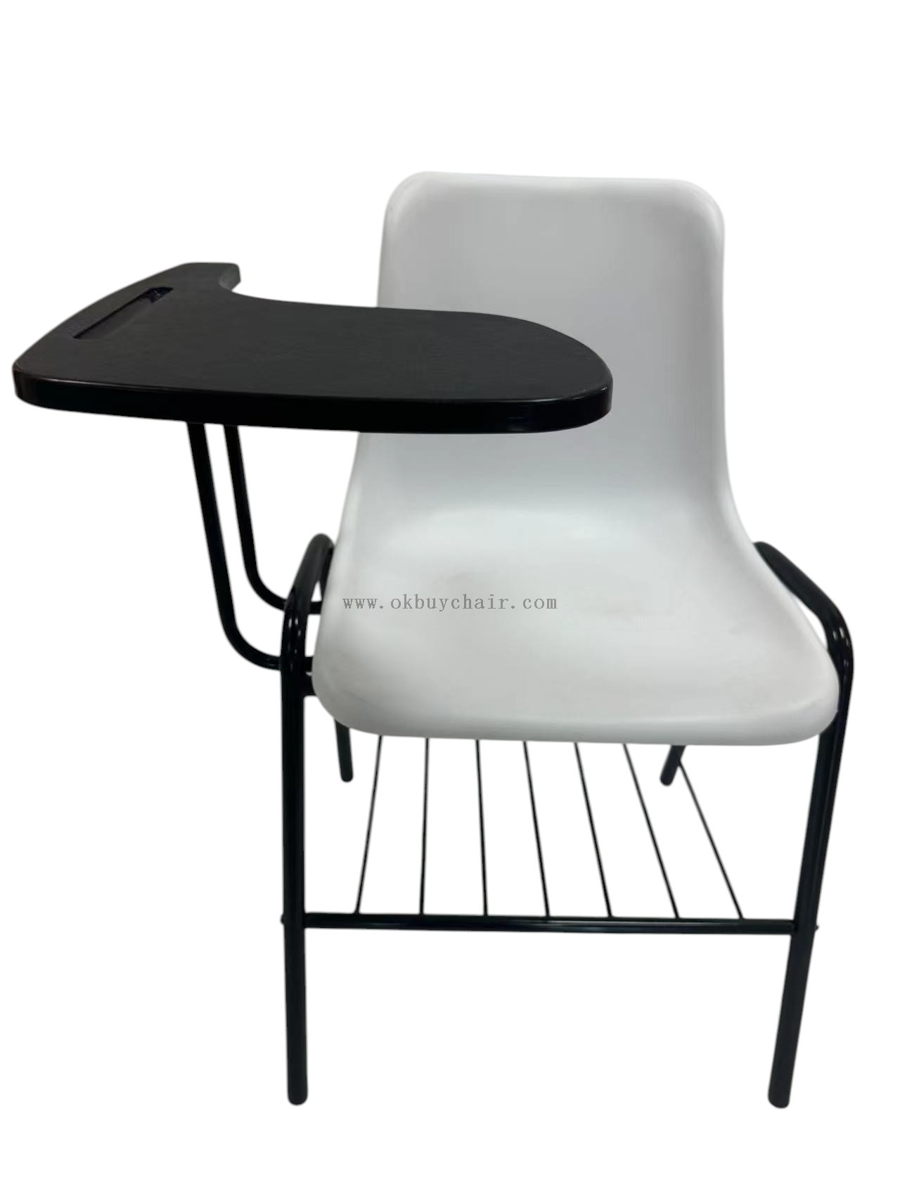 OK-505XNS Stackable Student Training Chair with Writing Tablet Desk PP Plastic Classroom Lecture School Chair with Metal Frame