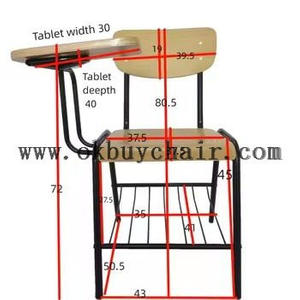 Stackable Plywood Training Chair with Writing Tablet and Under-seat Book Rack for School Classroom