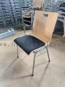 OK-2065S Stackable Plywood Conference Training Chair with Fabric Cushion Seat and Metal Frame