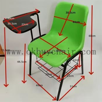 Modern Ergonomic School Chair with Writing Tablet and Storage Basket Metal Frame PP Plastic Student Classroom Lecture Training Chair