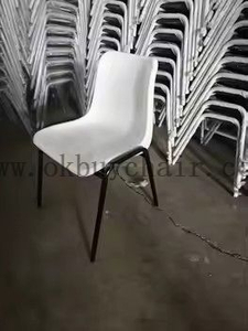 Stackable Modern Plastic Dining Chair with Chrome Steel Legs Restaurant Cafe Event Chair 