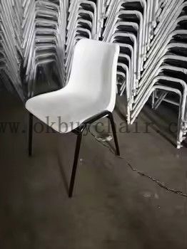 Stackable Modern Plastic Dining Chair with Chrome Steel Legs Restaurant Cafe Event Chair 