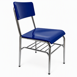 OK-2069 Glossy PP Training Chair with Cushioned Plywood Seat, Bookrack and Chrome-Plated Metal Frame