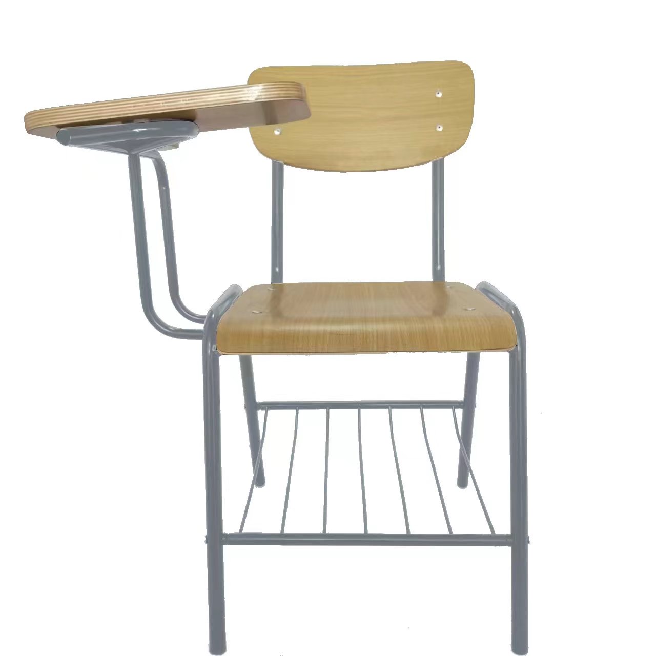 OK-2061TBS Stackable Plywood Training Chair with Writing Tablet and Book Rack