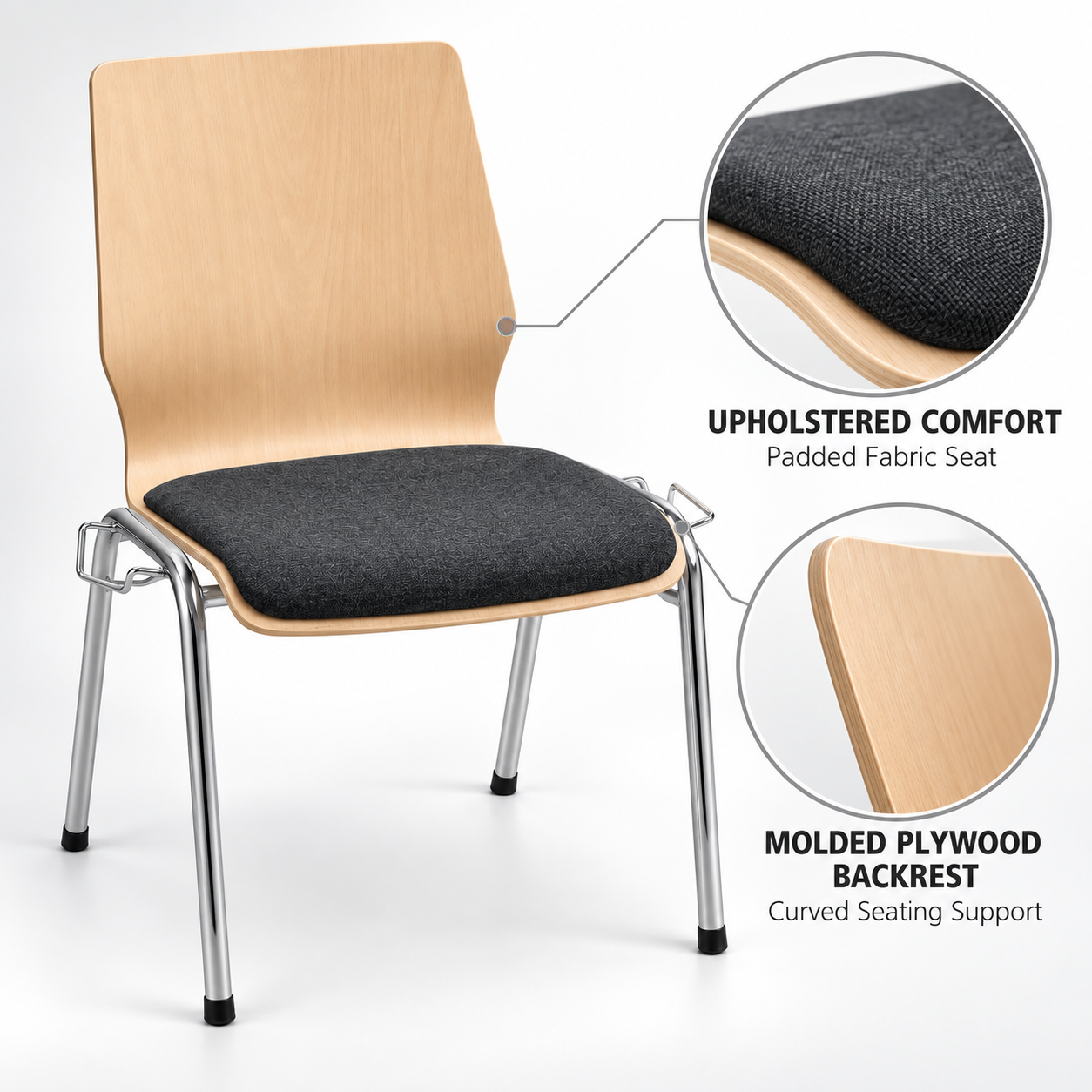 Plywood Chair with Black Seat Pad卖点图.png