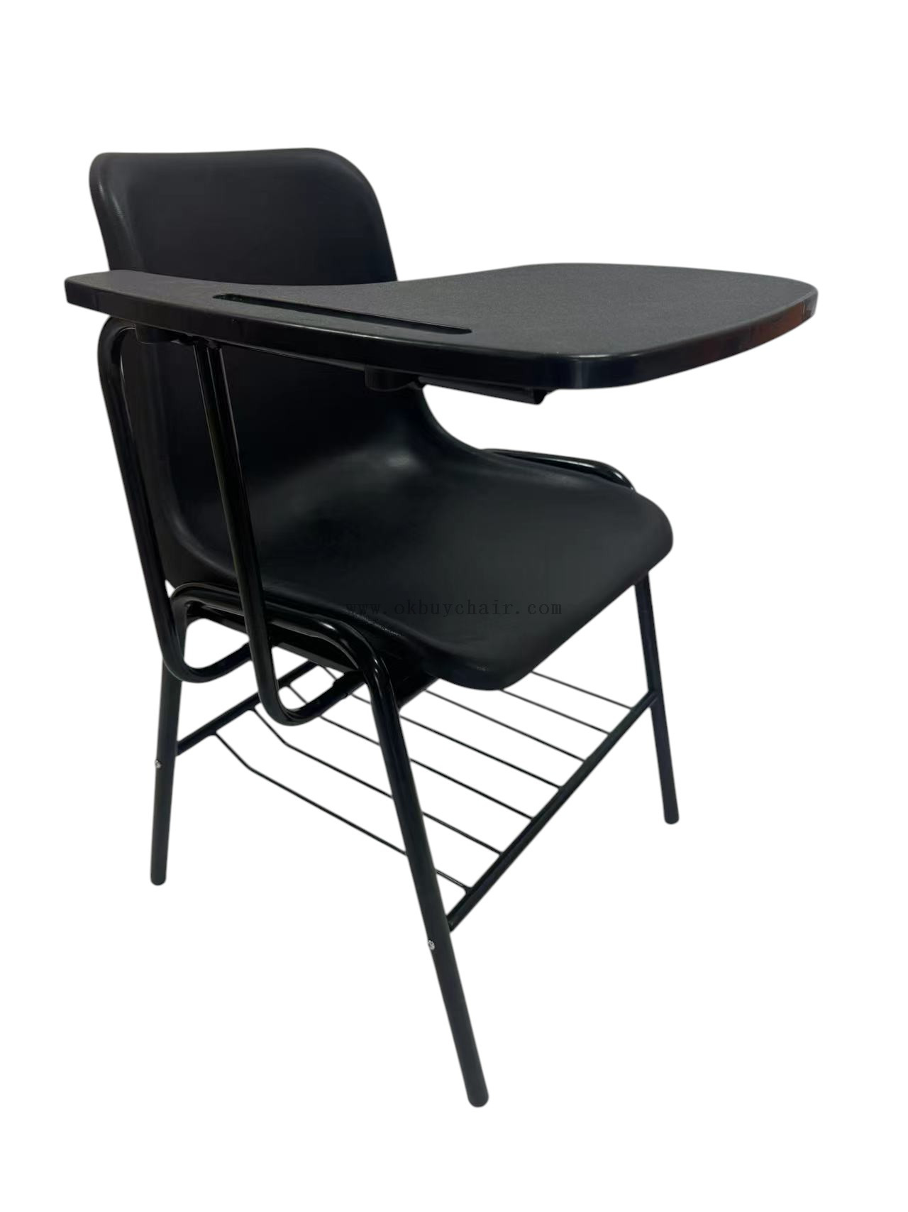 OK-505XNS Stackable Student Training Chair with Writing Tablet Desk PP Plastic Classroom Lecture School Chair with Metal Frame
