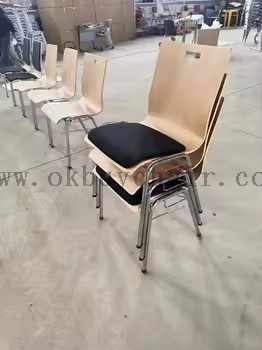 OK-2065S Stackable Plywood Conference Training Chair with Fabric Cushion Seat and Metal Frame