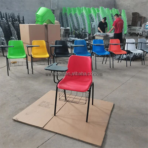 Modern Ergonomic School Chair with Writing Tablet and Storage Basket Metal Frame PP Plastic Student Classroom Lecture Training Chair
