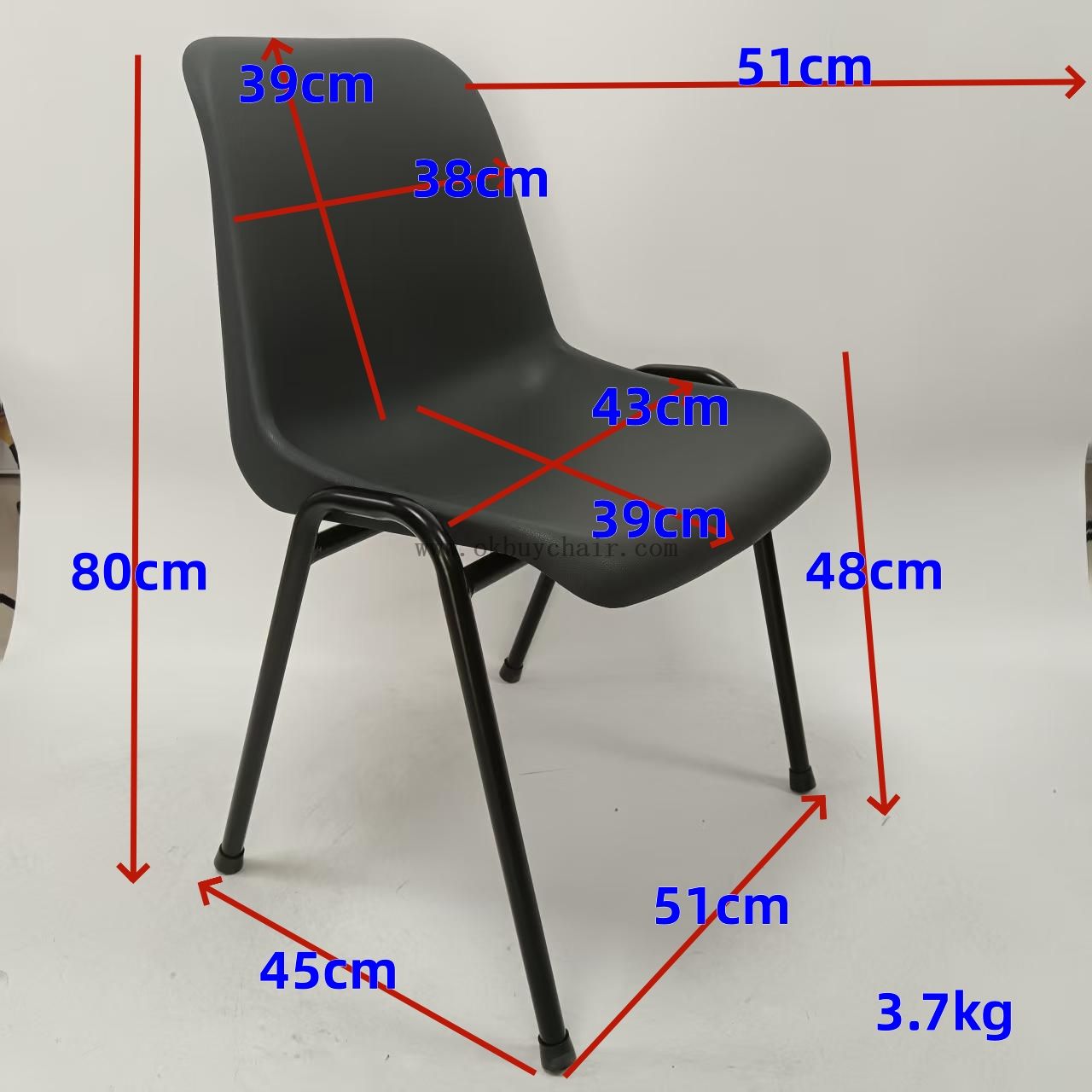 Stackable Plastic Chair with Powder Coated Steel Legs Restaurant Training Conference Commercial Chair