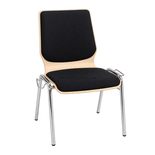 OK-2062BS Stackable Plywood Conference Chair with Fabric Cushion Seat and Back