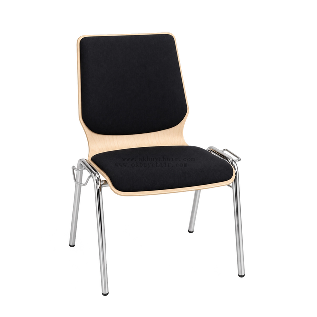 OK-2062BS Stackable Plywood Conference Chair with Fabric Cushion Seat and Back