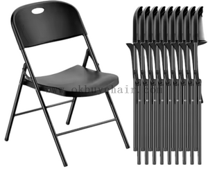 OK-346 Reinforced Black PP Folding Chair with Steel Frame for Conference Training School and Event Seating