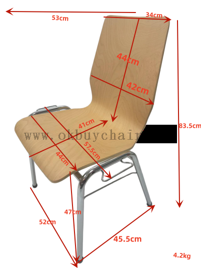 OK-2062 Stackable Plywood Conference Chair with Chrome Frame and Linking Hooks