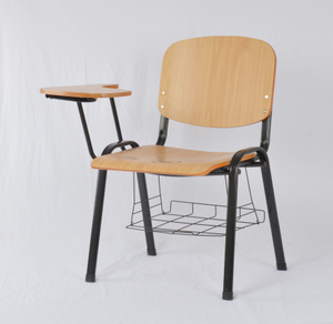 black leg plywood conference chair with writing pad and bookrack