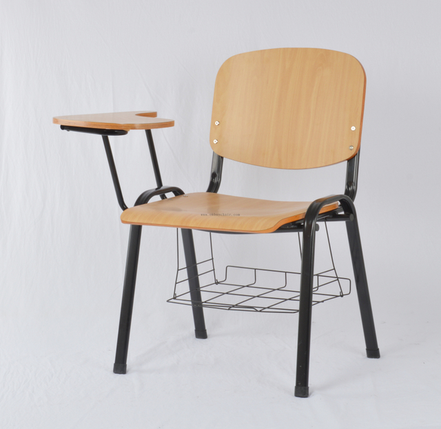 black leg plywood conference chair with writing pad and bookrack