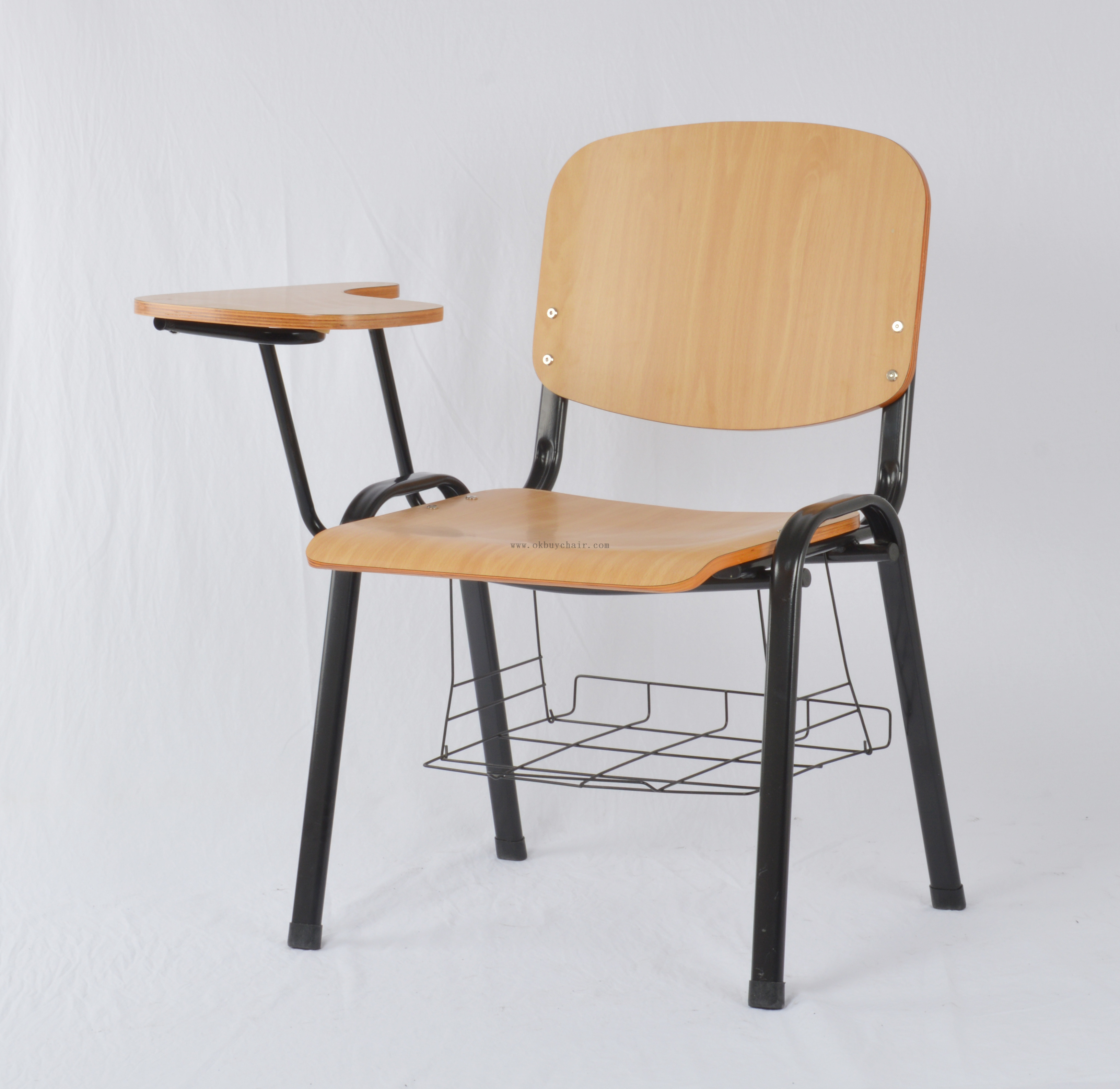 black leg plywood conference chair with writing pad and bookrack
