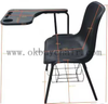Large Writing Desk Chair with Integrated Table & Storage Basket – PP Plastic Seat, Steel Frame, Stackable for 