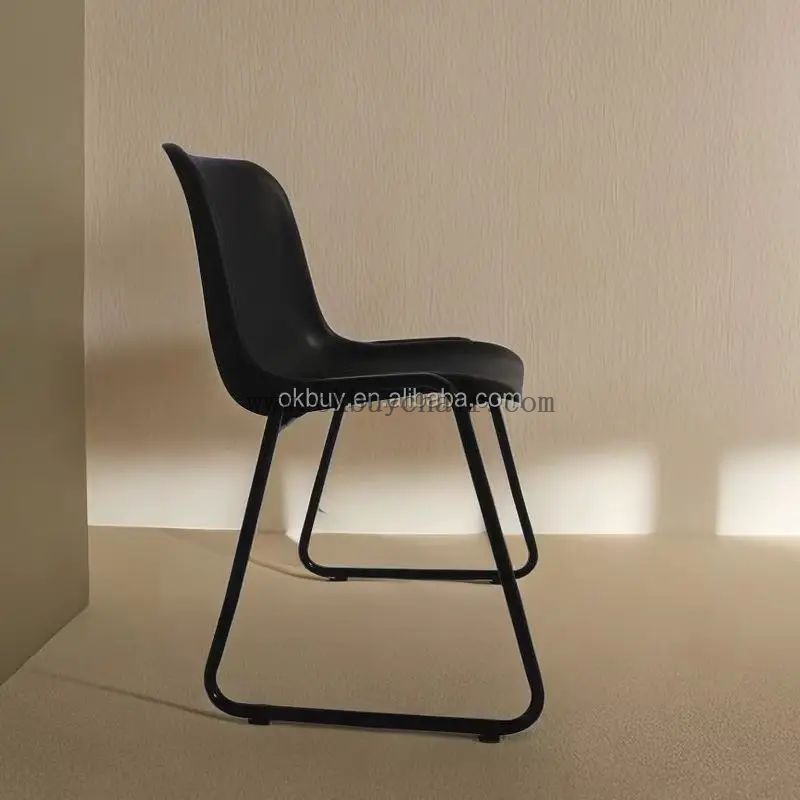 Modern Wholesale Ergonomic Sled Base Plastic Metal Chair Stackable Office Conference Training Room Visitor Chair with Chrome Legs