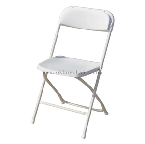 White Plastic Folding Chair with Steel Frame for Training Conference Classroom and Event Seating
