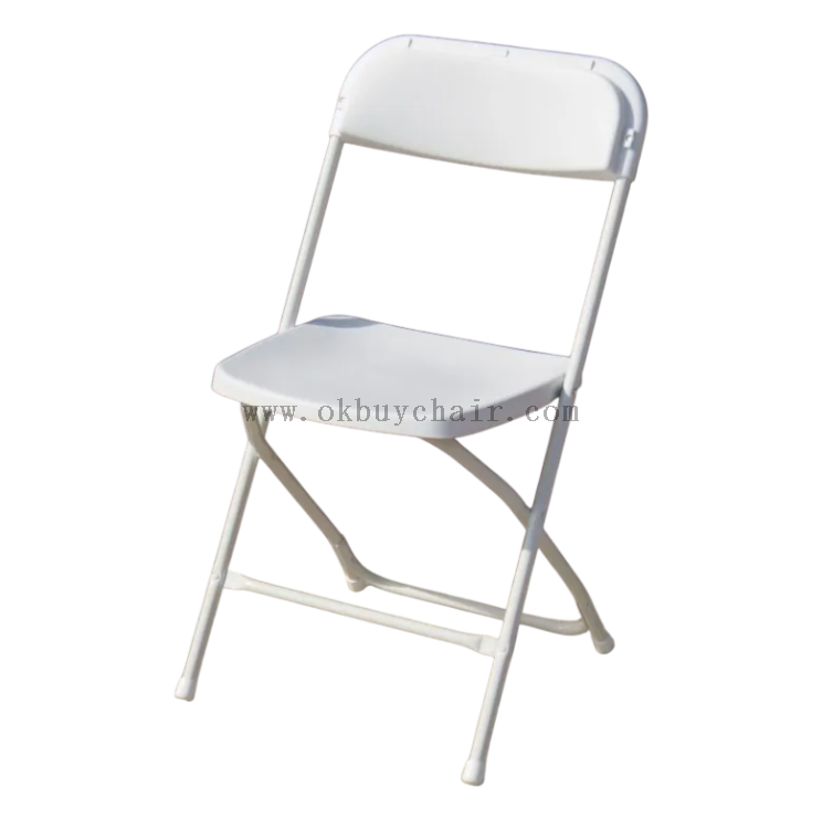 White Plastic Folding Chair with Steel Frame for Training Conference Classroom and Event Seating