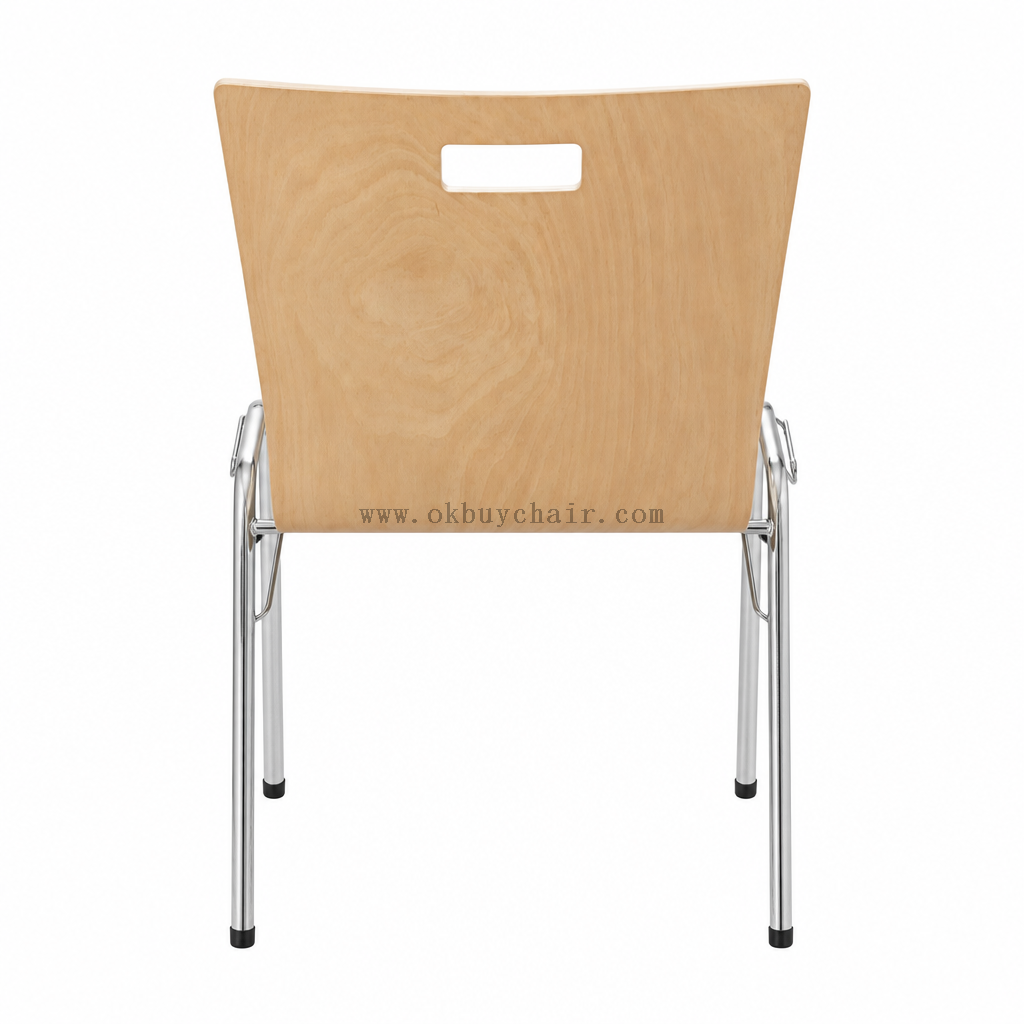 OK-2065S Stackable Plywood Conference Training Chair with Fabric Cushion Seat and Metal Frame