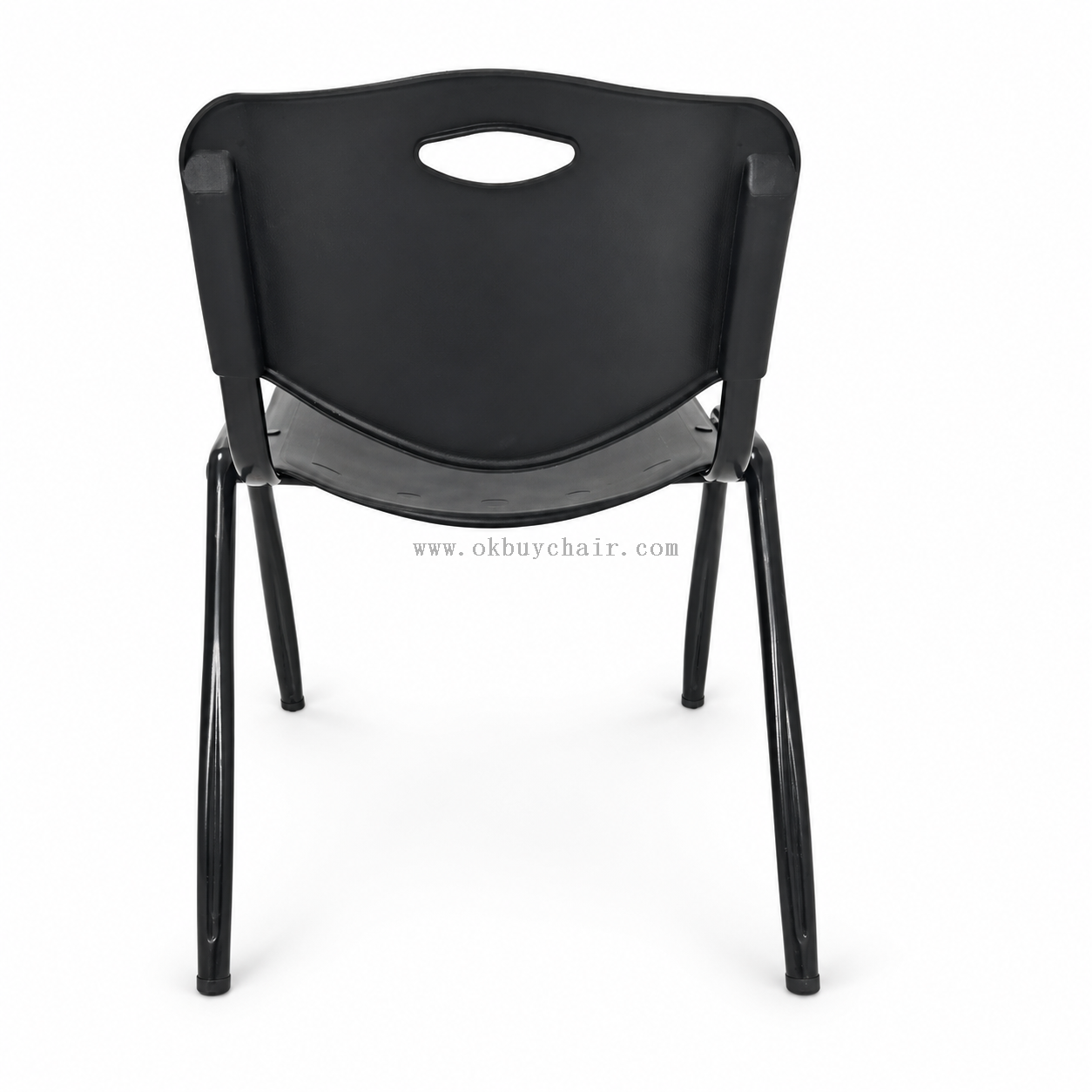 OK-508M Stackable Plastic Classroom Chair with Cushioned Seat and Black Powder-Coated Metal Legs