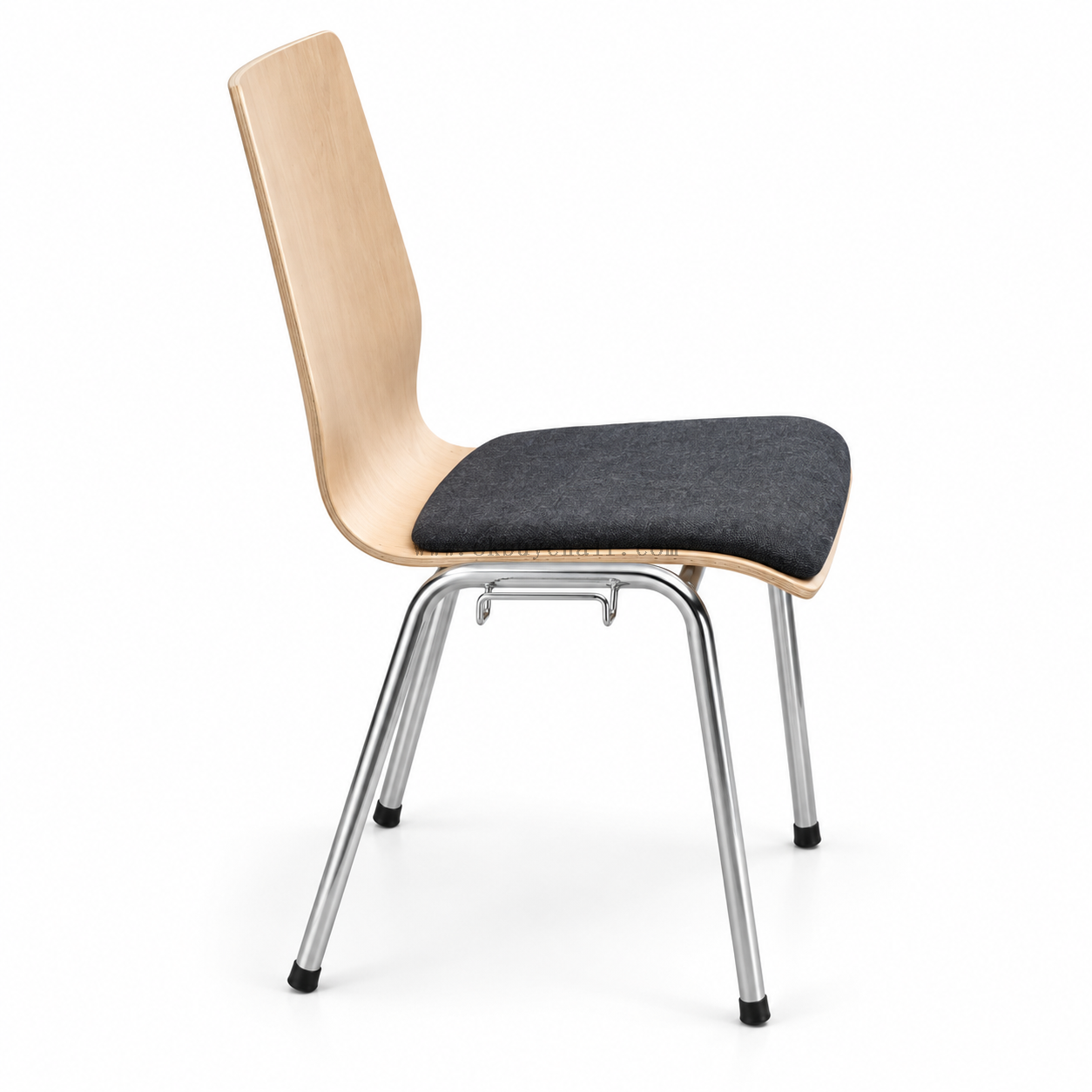 OK-2062S Stackable Plywood Conference Chair with Upholstered Seat and Chrome Frame