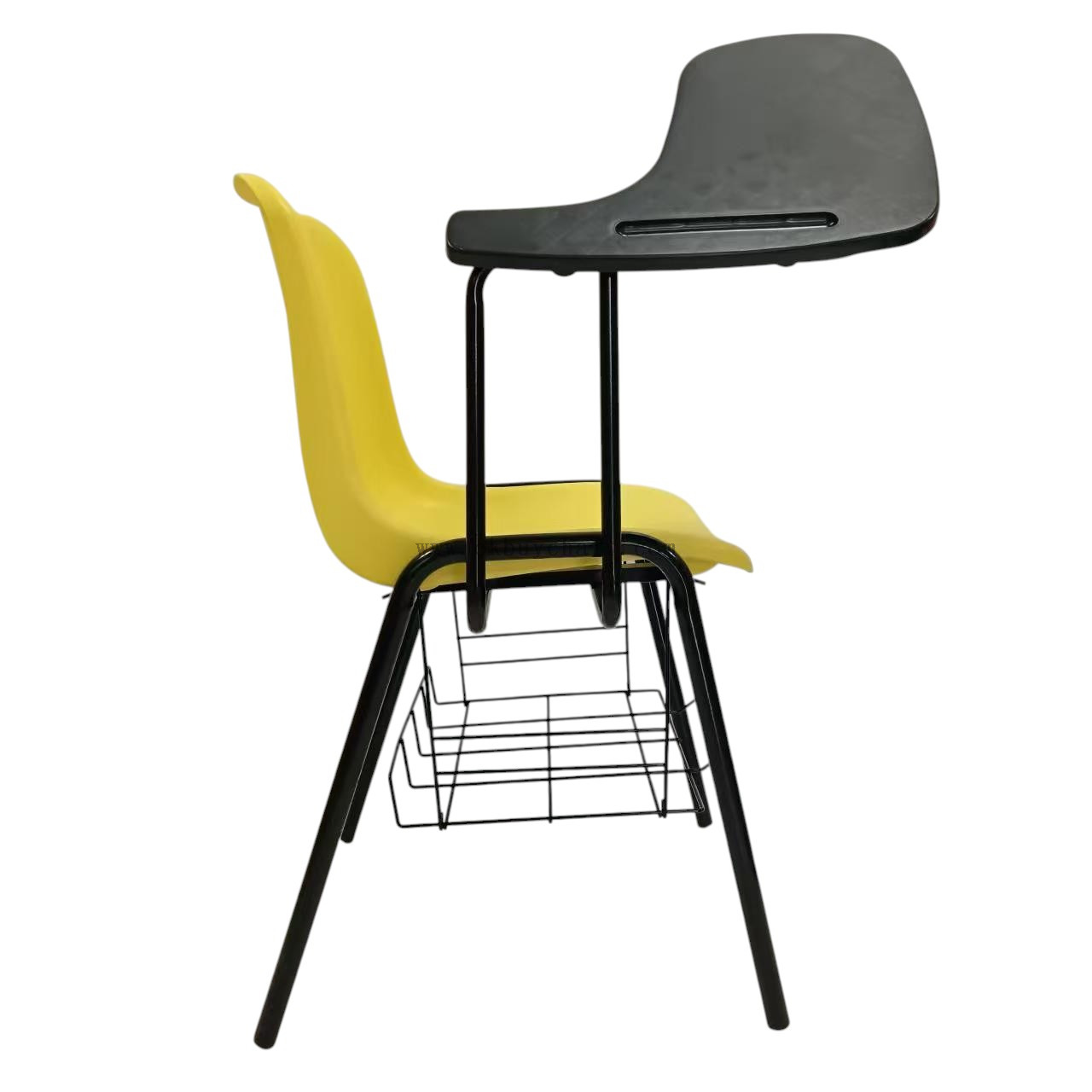 OK-505XGS Modern Ergonomic School Chair with Writing Tablet and Storage Basket Metal Frame PP Plastic Student Classroom Lecture Training Chair