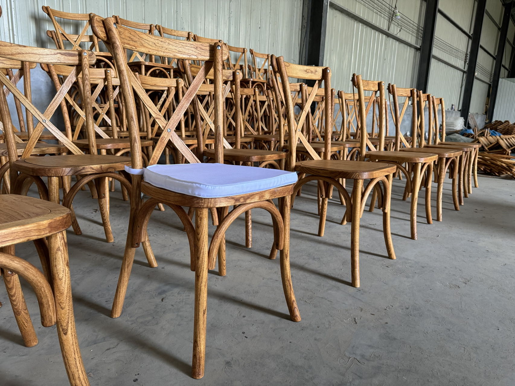 Solid wood chair frame showcasing robust construction