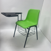 Large Writing Desk Chair with Integrated Table & Storage Basket – PP Plastic Seat, Steel Frame, Stackable for 