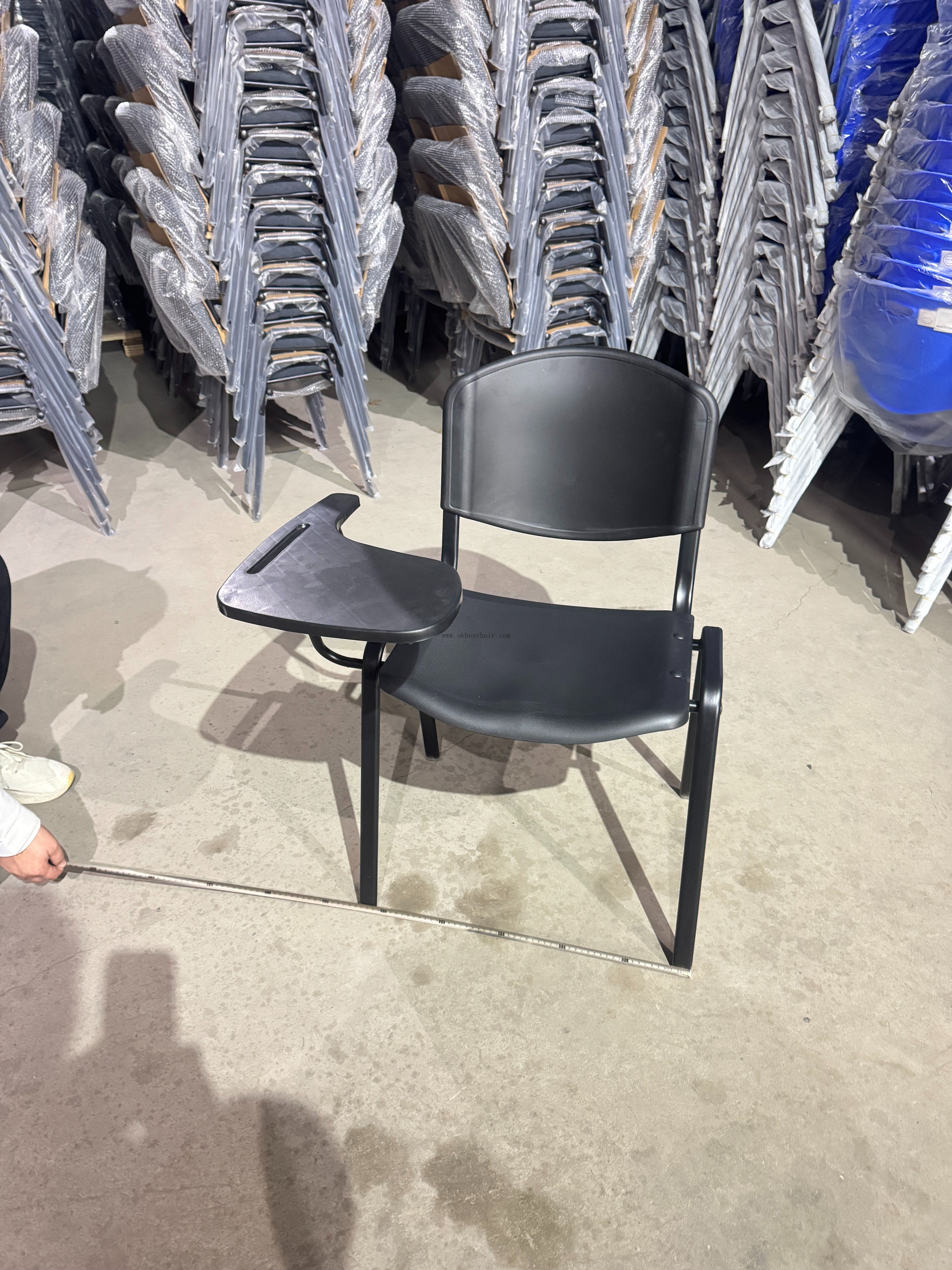 OK-510X Powder Coated Leg Plastic Conference Chair with Writing Tablet for Conference Halls