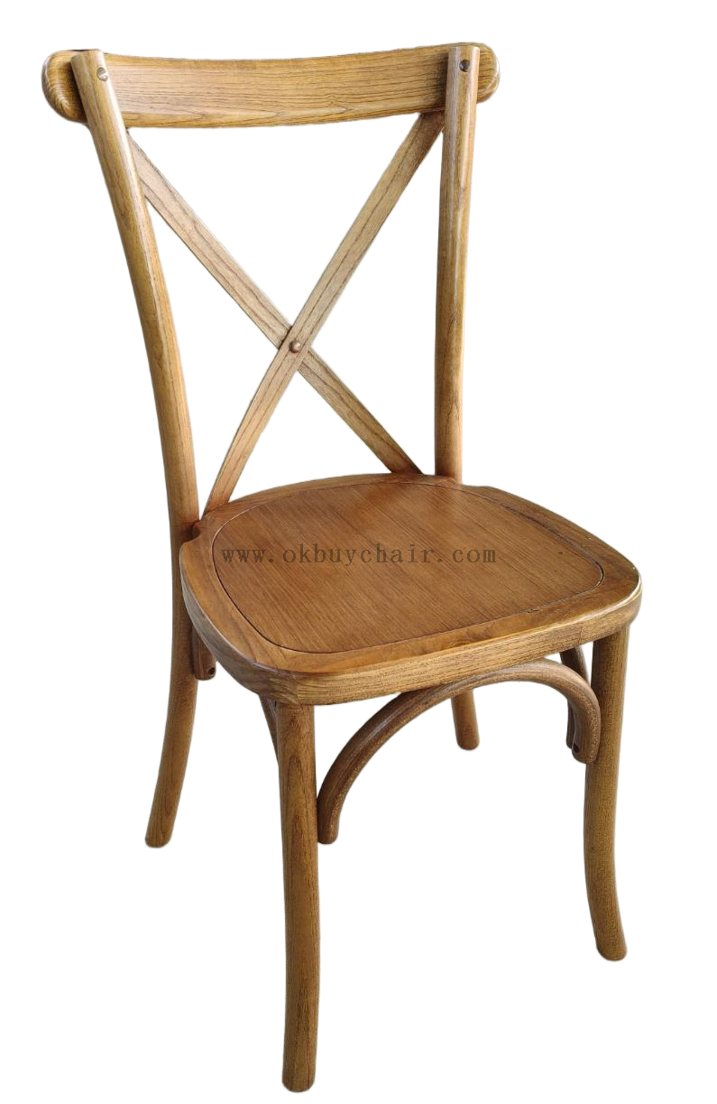 OK-7002 Solid Wood Cross Back Chair Stackable Event Chair