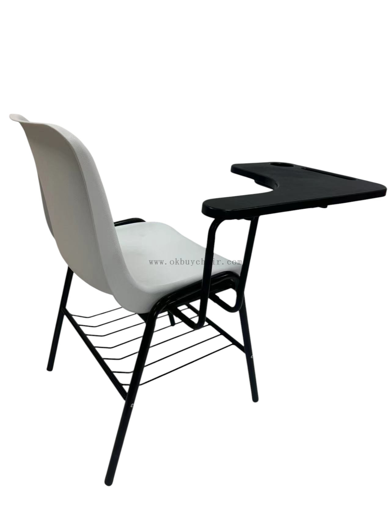 OK-505DNS Stackable Linking PP Student Chair with Large Writing Tablet and Bottom Book Rack for Classroom Training