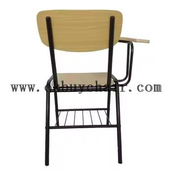 Stackable Plywood Training Chair with Writing Tablet and Under-seat Book Rack for School Classroom