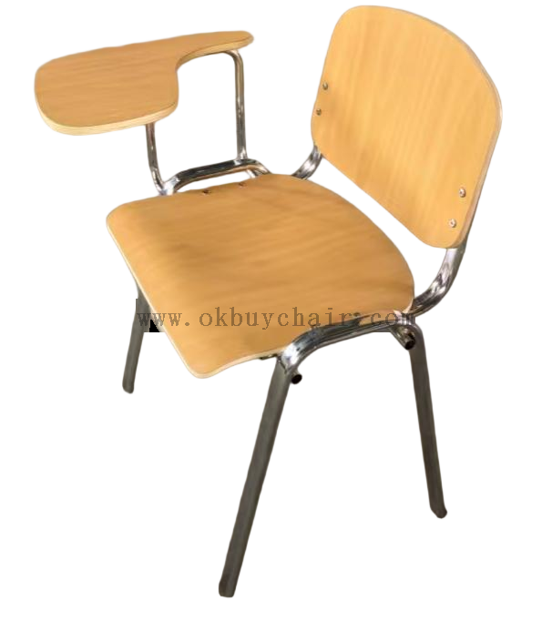 chrome leg plywood conference chair with writing pad
