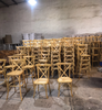 Solid Wood Cross Back Chair with Rattan Seat Stackable Wedding Restaurant Café Dining Chair