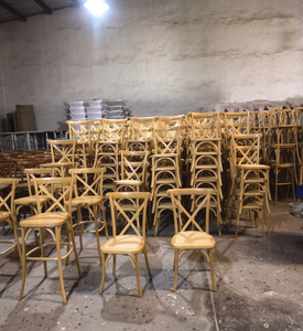 Solid Wood Cross Back Chair with Rattan Seat Stackable Wedding Restaurant Café Dining Chair