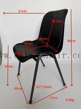 Stackable Modern Black Plastic Chair with Silvervein Powder Coated Steel Legs Restaurant Cafe Conference Commercial Chair 