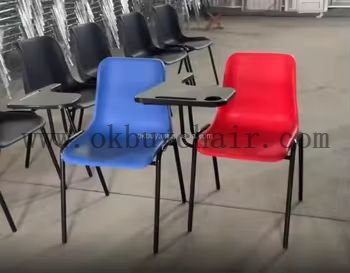 Modern Wholesale PP Plastic Training Chair with Writing Tablet Arm Metal Frame Student Classroom Lecture Desk Chair for School