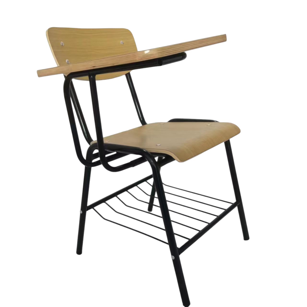 OK-2061TBS Stackable Plywood Training Chair with Writing Tablet and Book Rack
