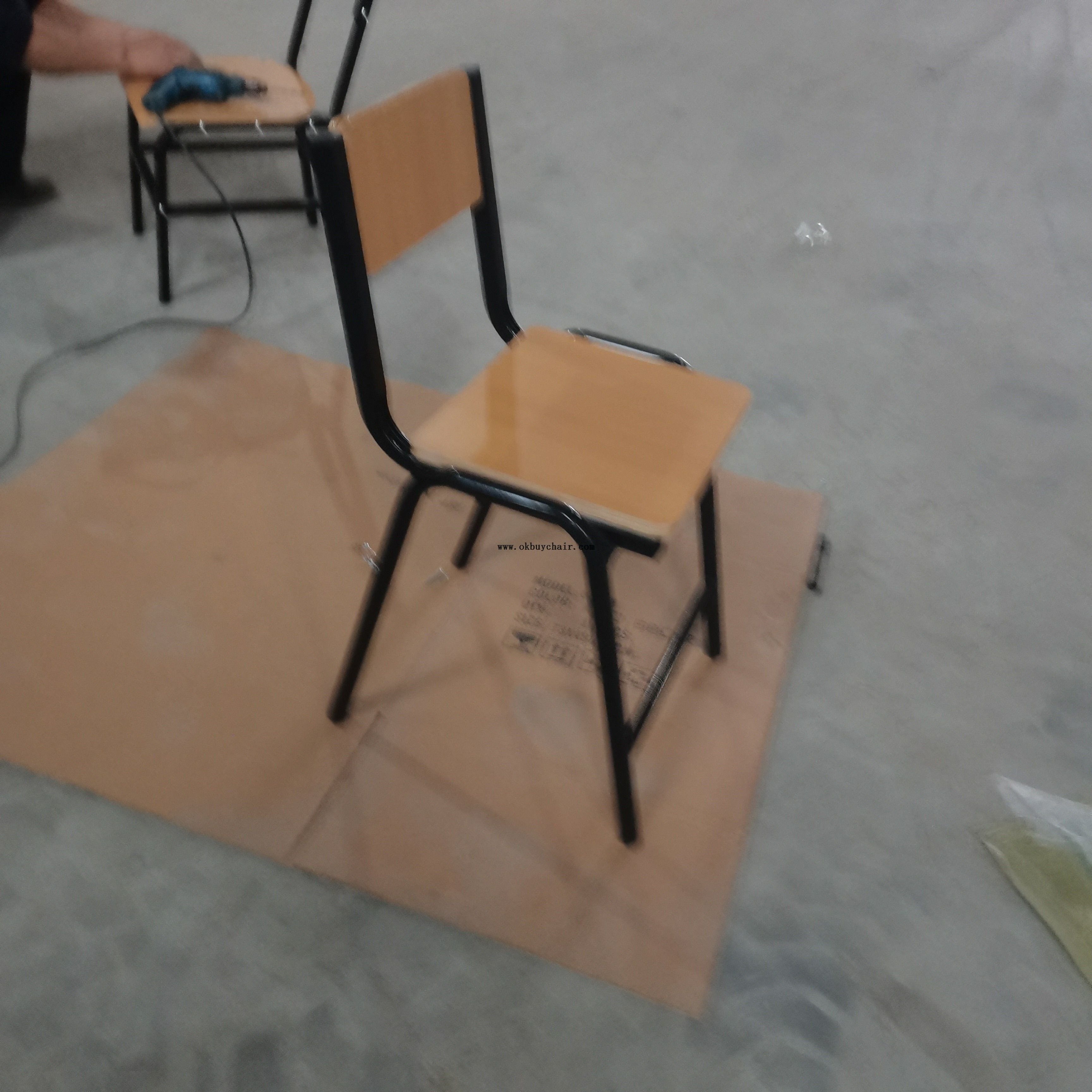 2066 KD Wood Board Training Chair with Durable Metal Frame, Space-Saving Stackable Seating for Multi-purpose Hall and Rental