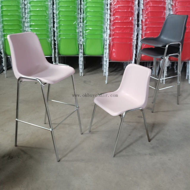 OK-505BC Chrome Leg Plastic Bar Chair for Training Cafeteria